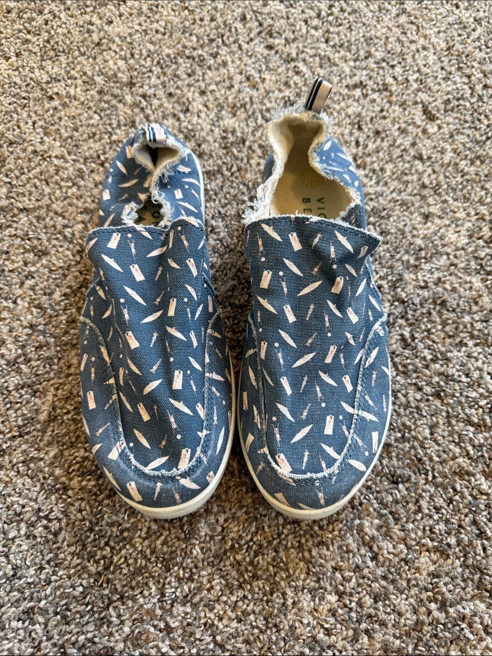 Vionic Beach Blue Patterned Slip-On Shoes Size 8